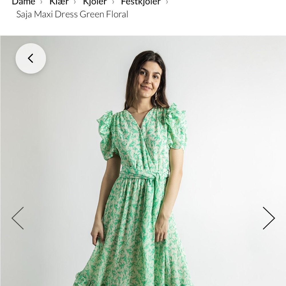 Green Patterned Maxi Dress with tie waist